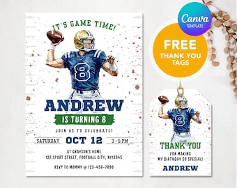 Football Invitation, American Football Birthday Invitation, Sports Party Invite, Football Game, Football Invite, Kids Birthday Invitation