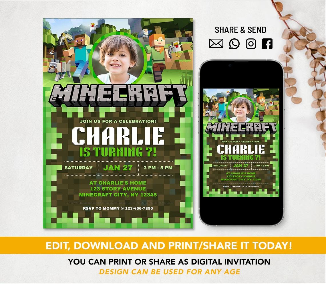 Minecraft Welcome Sign (Digital)
