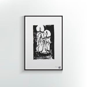 LINOGRAVURE BOUGIE PRINT carte postale édition limitée