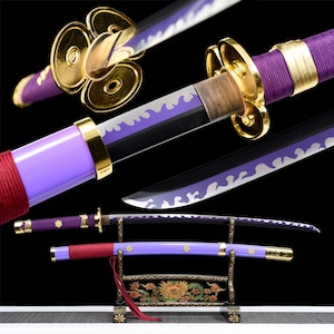 3-pcs Set Roronoa Zoro Swords 104cm Handmade Katana Japanese Anime Cosplay  Sword Shusui Enma Kitetsu Free sword holder and belt - AliExpress