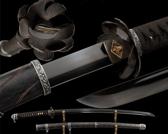 Black Blade Undead Cut Katana,Sekiro: Shadows Die Twice,Handmade Japanese Samurai Sword,Real Katana sword,High manganese steel,Full Tang