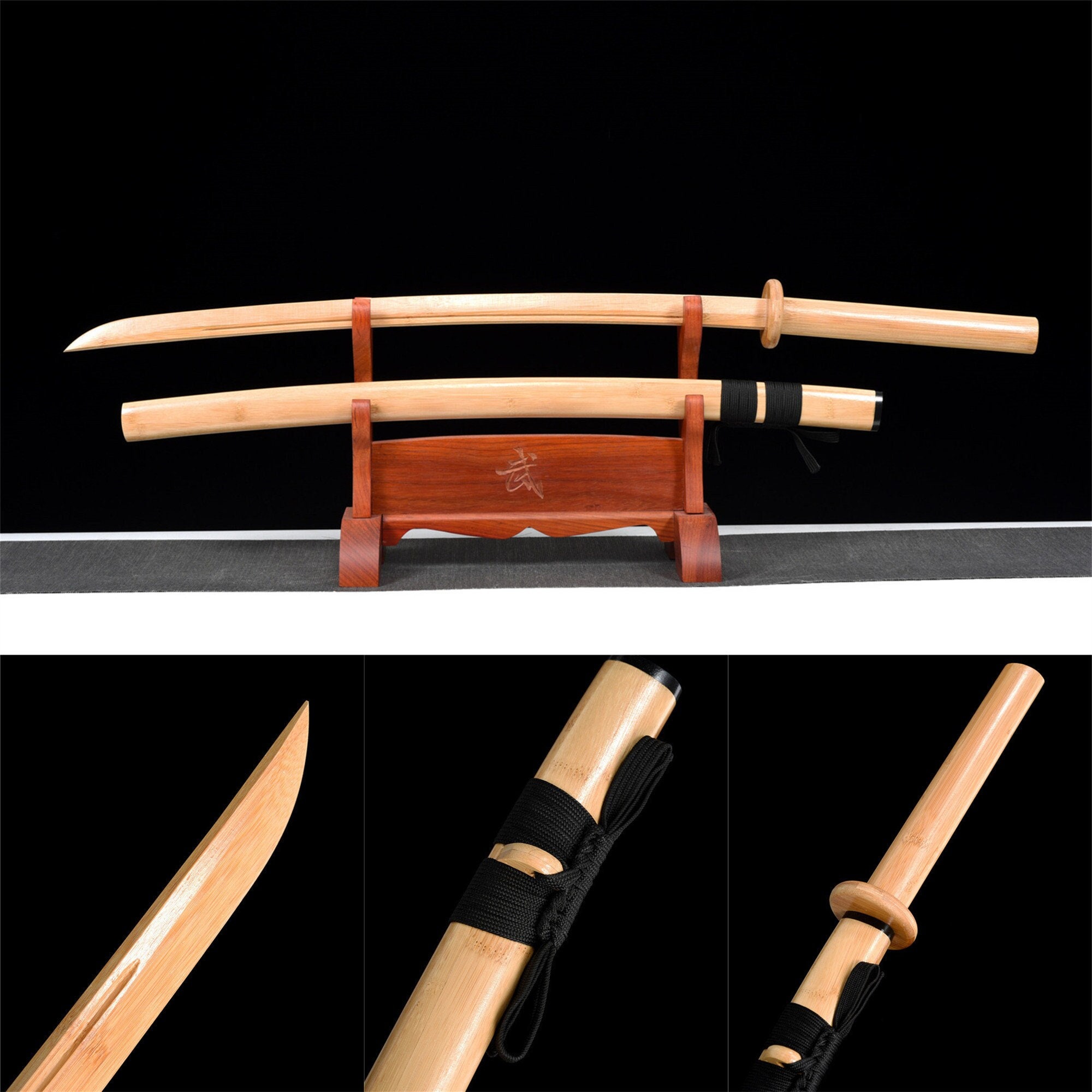 Iaido Bamboo Katana,Espada de entrenamiento japonesa hecha a mano,Espada de  bambú para práctica de artes marciales,Espada de madera Kendo -  México