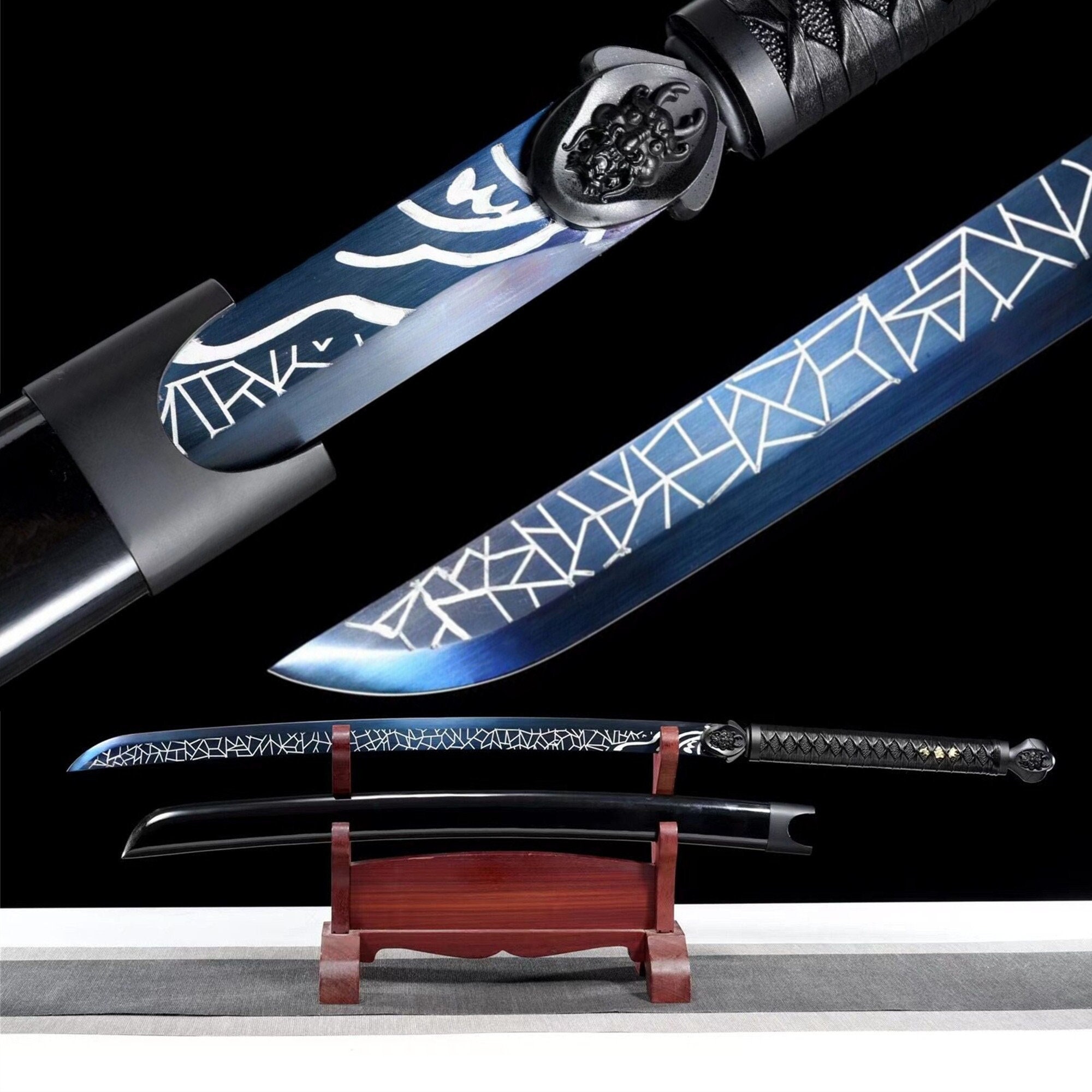 Épée d'anime, dague démoniaque aux mille éclats, épée de samouraï  japonaise, véritable épée chinoise, épée pleine soie faite main, acier à  haute teneur en manganèse -  Canada