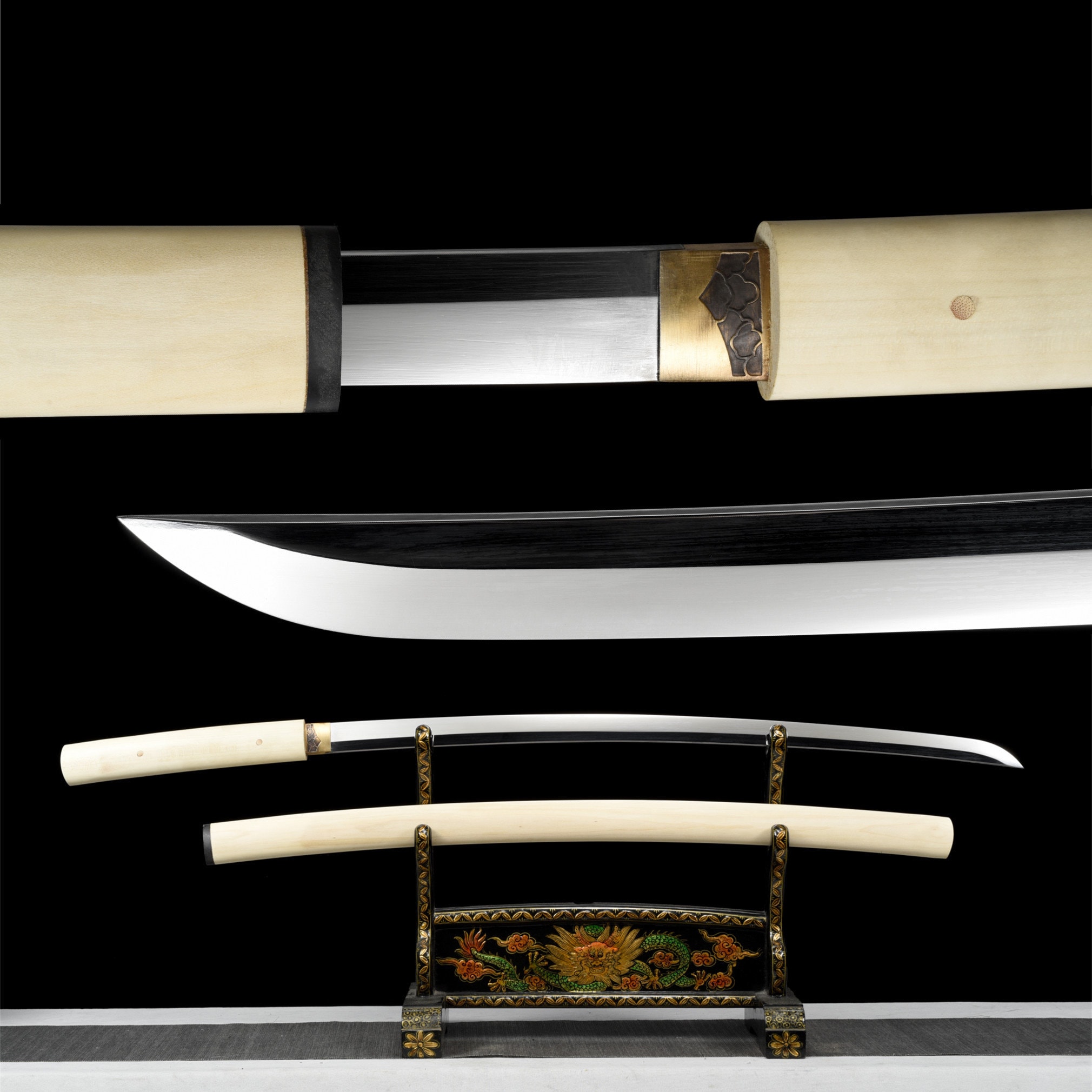 Single sword wall display fibreboard stand black rack for japanese