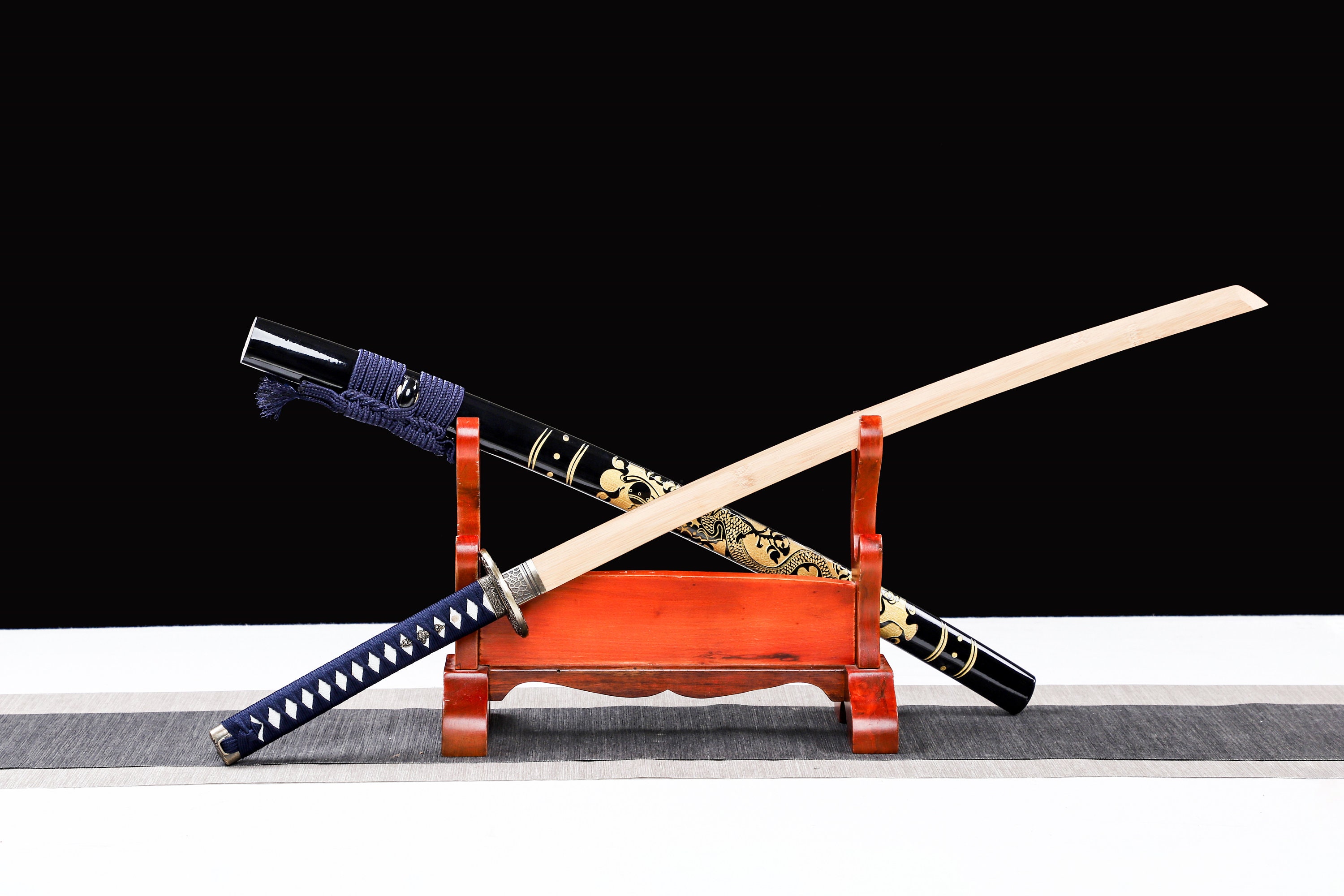 Natuurlijke wengé hout katana, handgemaakte bokken, houten schede met