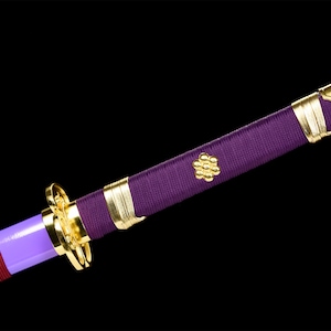 Purple Anime Sword,One Piece,Anime Cosplay,Japanese Samurai Sword,Real Handmade anime Katana,High-carbon steel,Full Tang image 6