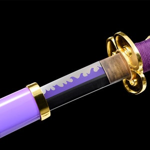 Purple Anime Sword,One Piece,Anime Cosplay,Japanese Samurai Sword,Real Handmade anime Katana,High-carbon steel,Full Tang image 3