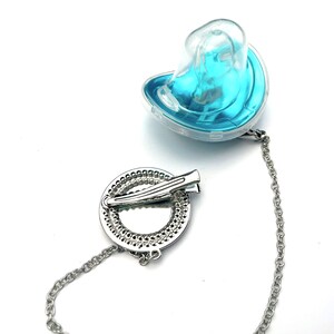 Luxury Bling Evil Eye Baby Pacifier & Clip Teal and Silver Binky Dummy image 3