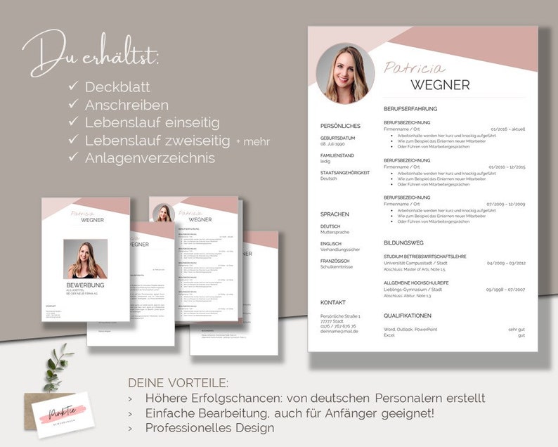 Application template German Professional resume template Word & Pages image 2