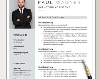 CV template German | Professional application template Word training students students