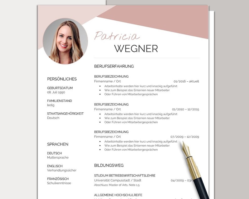 Application template German Professional resume template Word & Pages image 1