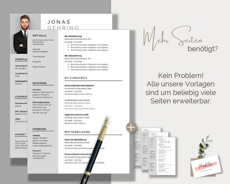 German CV template | Professional application template for Word & Pages image 7