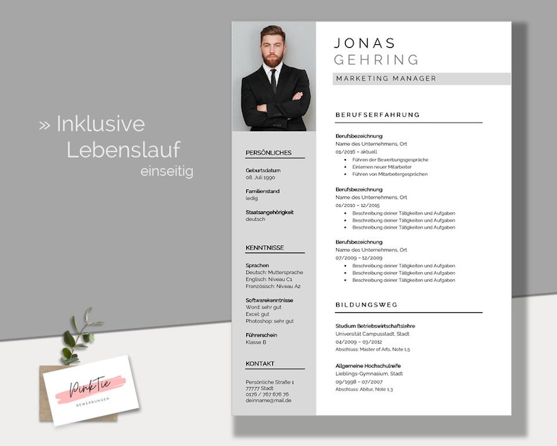 German CV template | Professional application template for Word & Pages image 5
