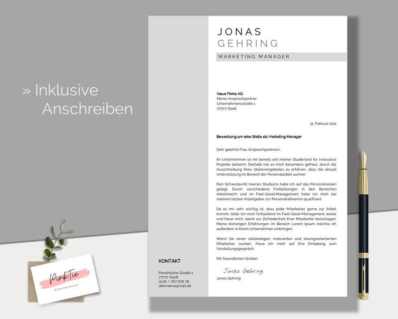 German CV template | Professional application template for Word & Pages image 4