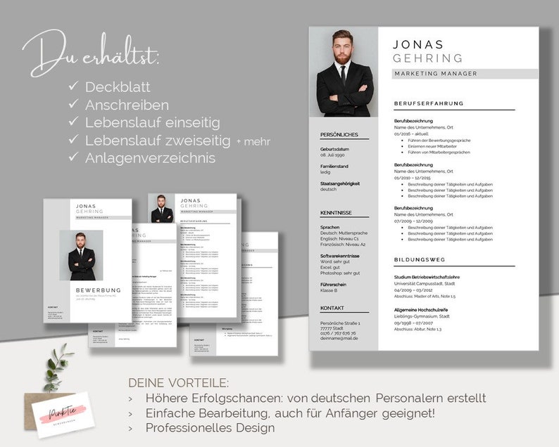 German CV template | Professional application template for Word & Pages image 2