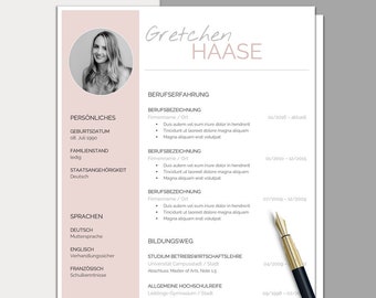 Professional application template | Resume template German Word, Pages, OpenOffice, LibreOffice | Modern CV template