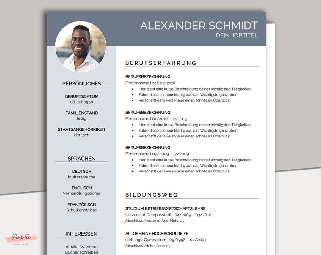 German CV Template | Word & Pages | Application Template With Cover ...