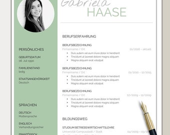 Professional application template | Resume template German Word, Pages, OpenOffice, LibreOffice | CV template modern