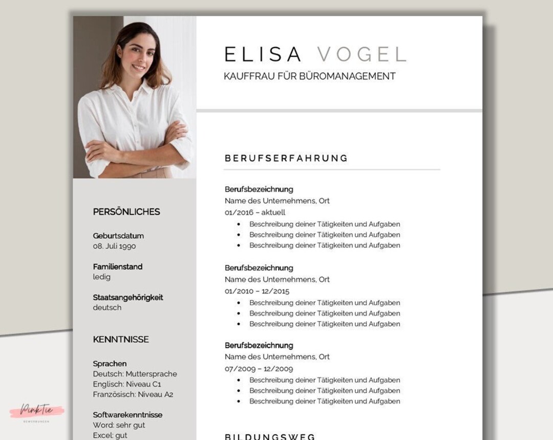CV Template German Professional Application Template Word - Etsy