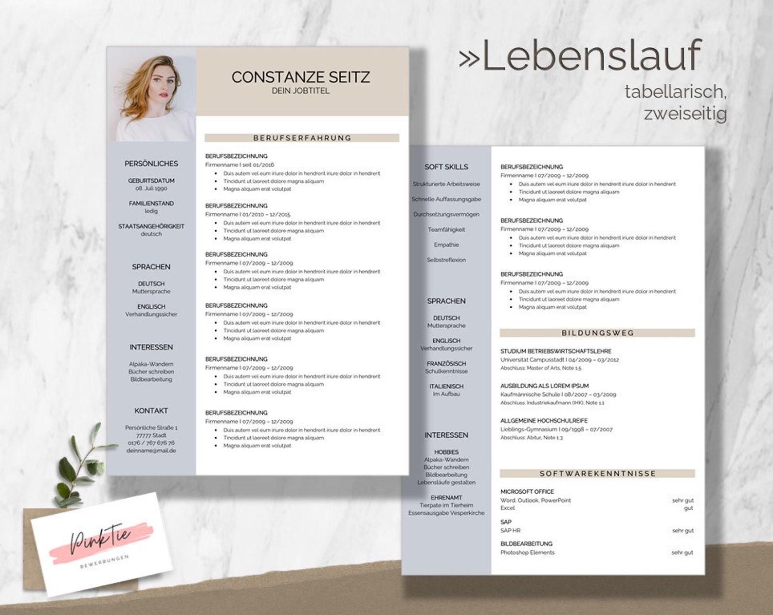 Lebenslauf Vorlage Deutsch mit Anschreiben Deckblatt | Etsy