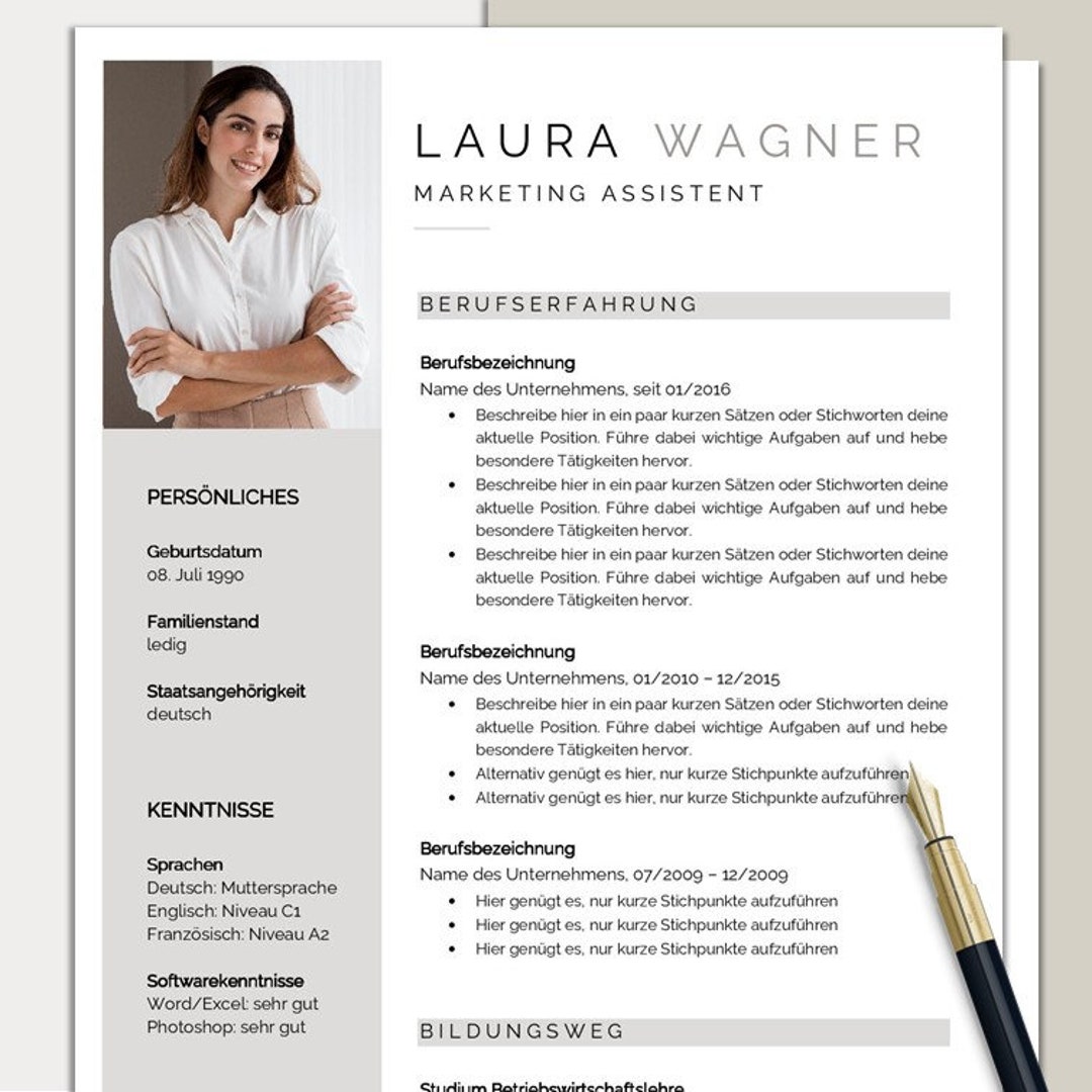 Azubi Cv CV Template German | Professional Application Template Word Education ...