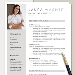 CV template German | Professional application template Word education pupils students