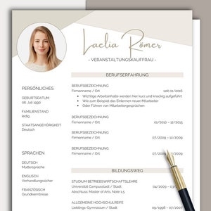 Plantilla de CV moderna, plantilla de solicitud profesional en alemán, plantilla de CV para Word & Pages, sencilla, CV para rellenar