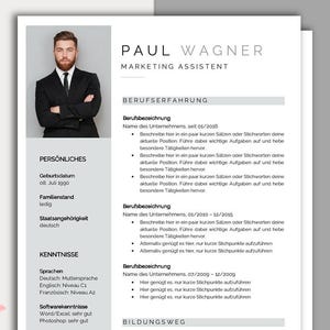 Modelo de currículo alemão | Modelo de inscrição profissional Word e Pages | Profissionais experientes, iniciantes de carreira, alunos, estudantes