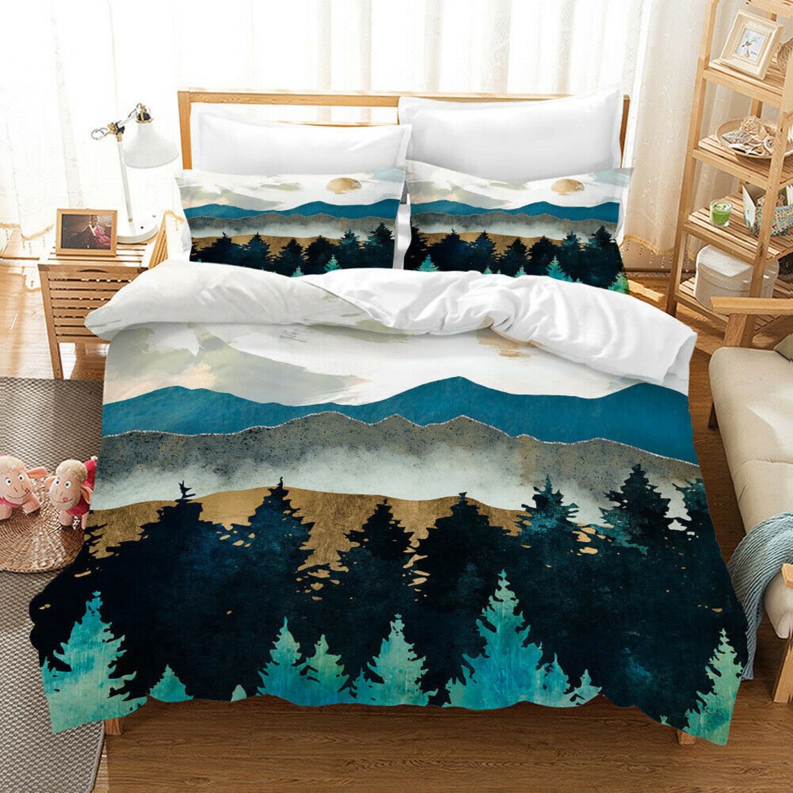 Mountain Range Bedding Set 3PCS Duvet Cover Pillowcase | Etsy