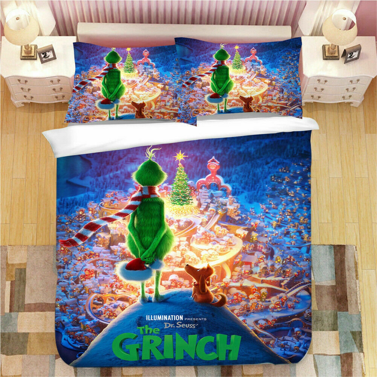 The Grinch Quilt Cover Bedding Set 3PCS Duvet Cover Pillowcase Etsy
