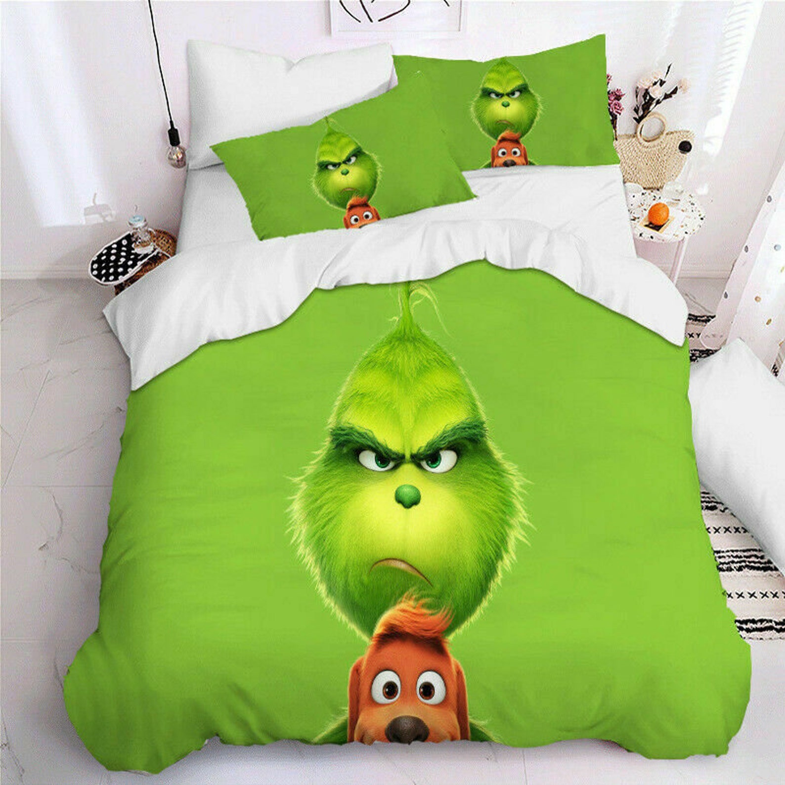 El Grinch Quilt Cover Bedding Set 3PCS Duvet Cover Pillowcase Etsy