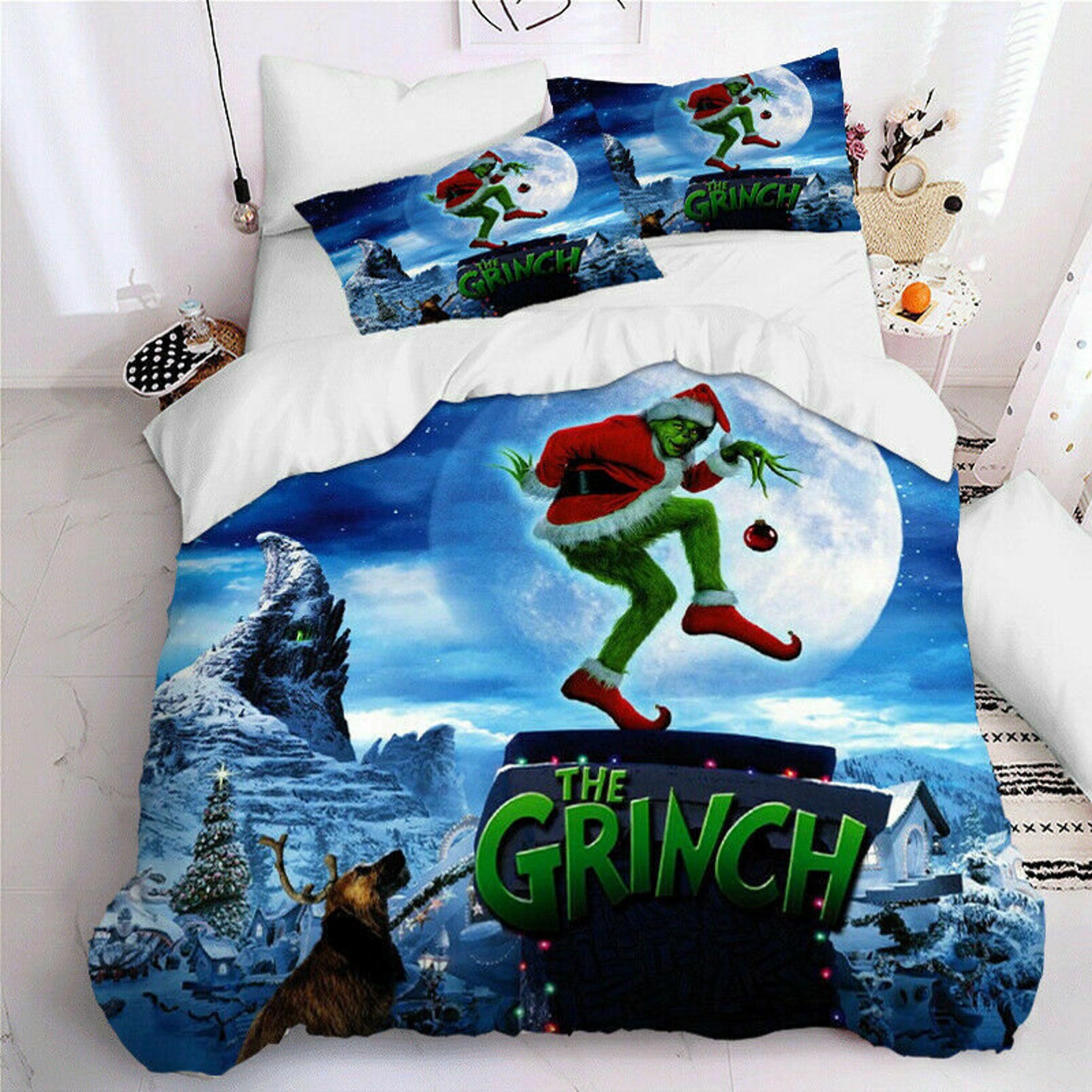 The Grinch Quilt Cover Bedding Set 3PCS Duvet Cover Pillowcase Etsy
