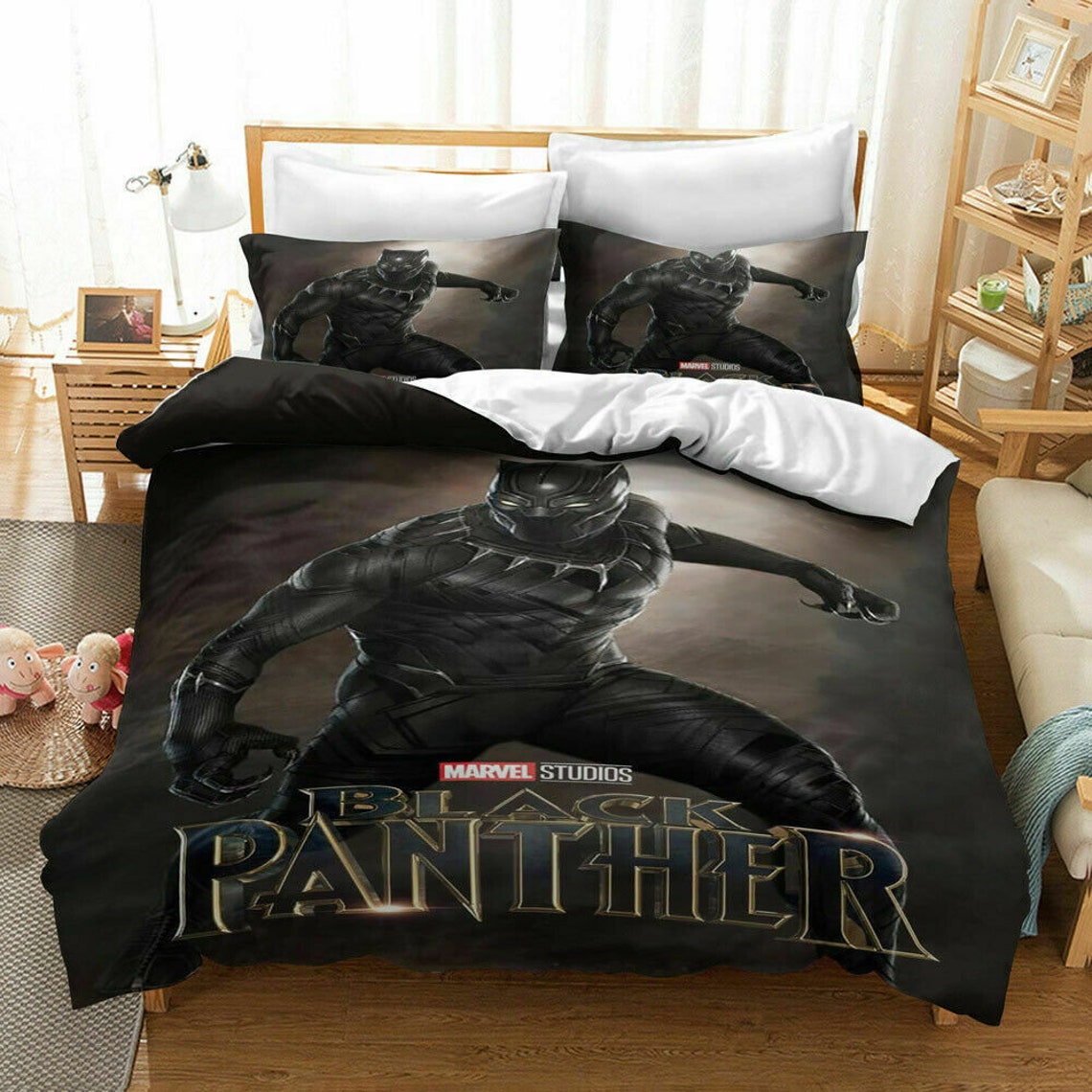 Black Panther 3D Bedding Set 3PCS Duvet Cover Pillowcase | Etsy