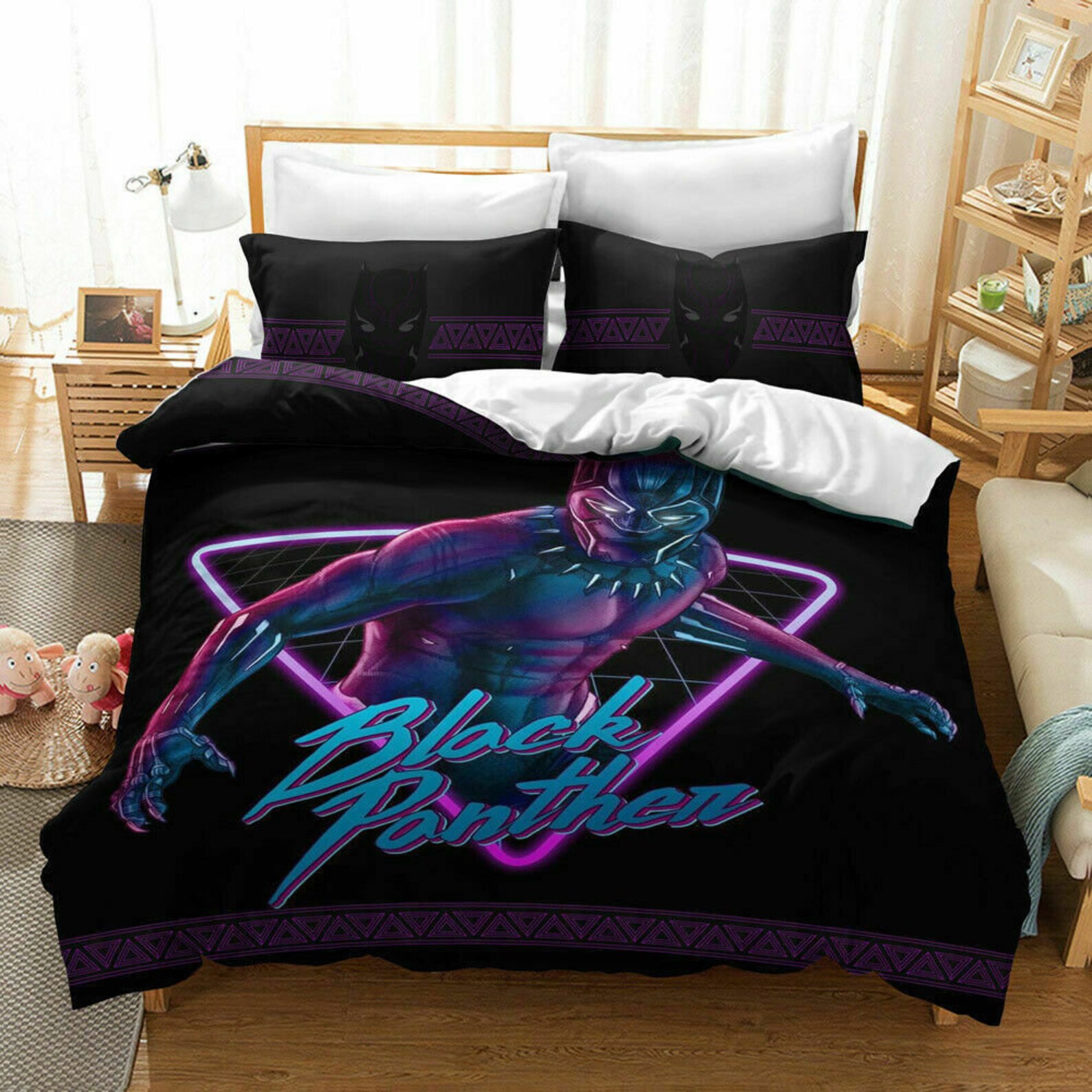 Black Panther 3D Bedding Set 3PCS Duvet Cover Pillowcase | Etsy