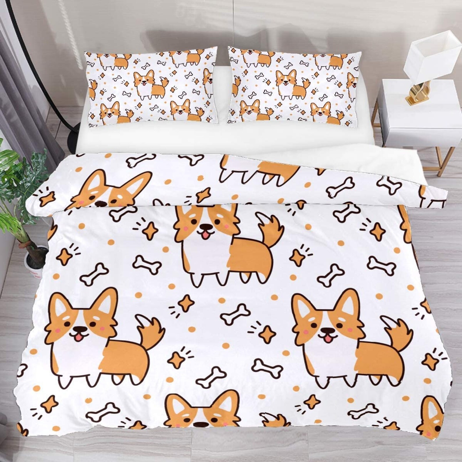 Dogs Bone Bedding Set 3PCS Duvet Cover Pillowcase Etsy