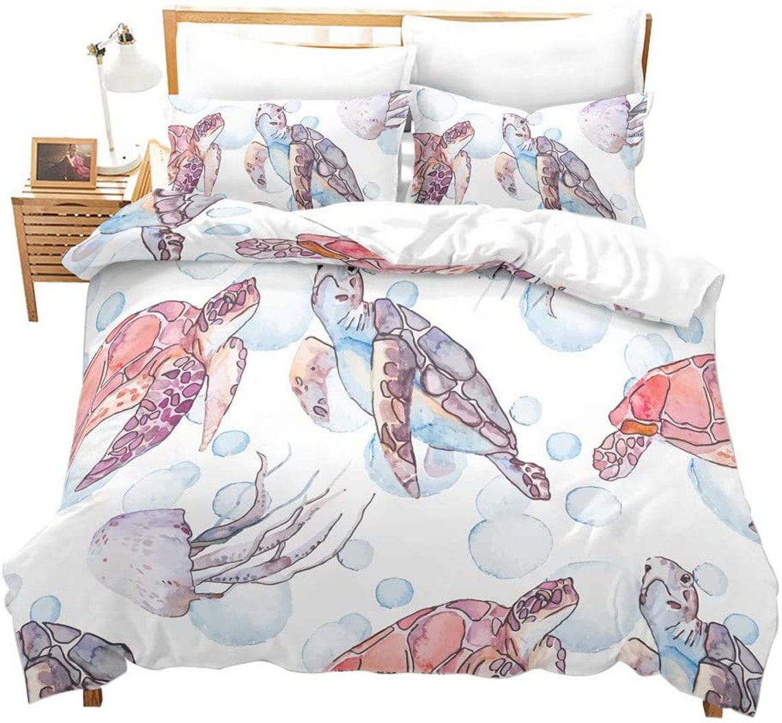 3D Sea Turtle Bedding Set 3PCS Duvet Cover Pillowcase Etsy