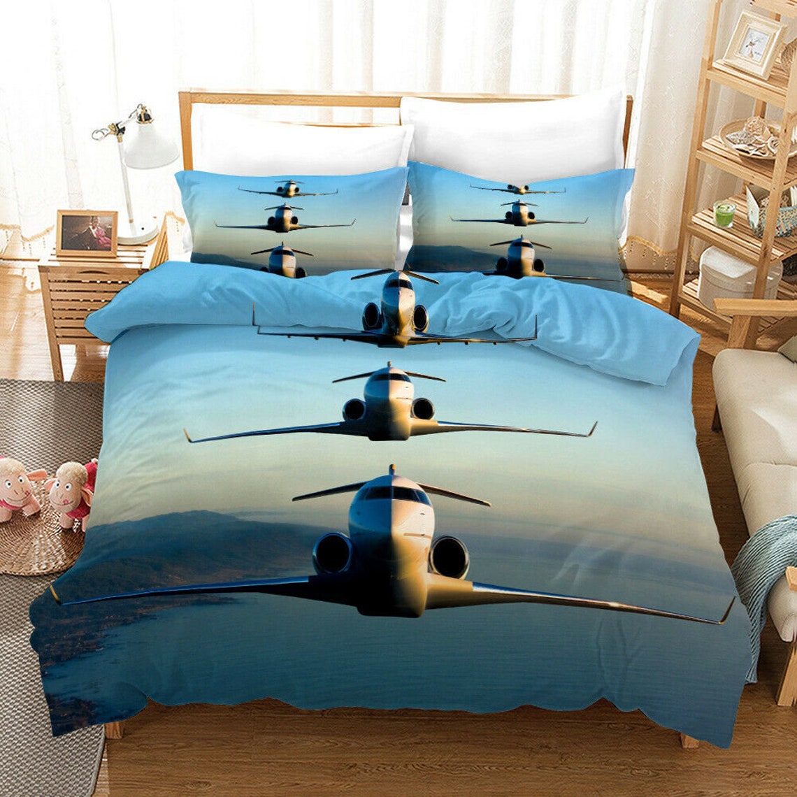 Aircraft Quilt Cover Bedding Set 3PCS Duvet Cover Pillowcase Etsy