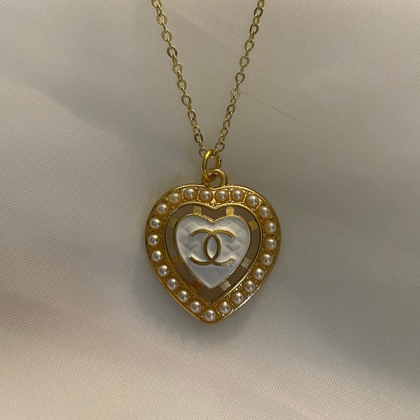 Chanel Zipper Pull Repurposed Heart Necklace - Designer Upcycled Repurposed Zipper Pull - Chanel Repurposed Pendant