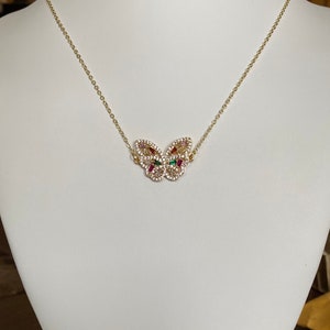 18k goud gevulde vlinder micro pave ketting - cz vlinder hanger - Mariposa vlinder ketting