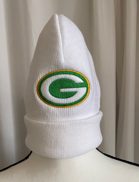 Greenbay Packers Embroidered White Beanie Skull Knit Hat