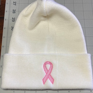 Cancer Awareness Embroidered Beanie Knit Hat