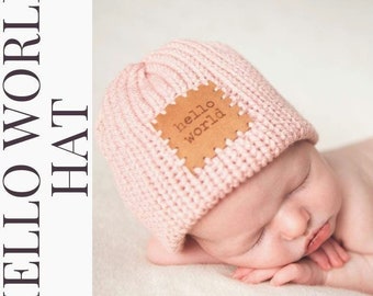 baby girl newborn hat//hello world baby beanie/newborn pictures/stocking stuffer/gender neutral chunky knit hat/fall gift for baby