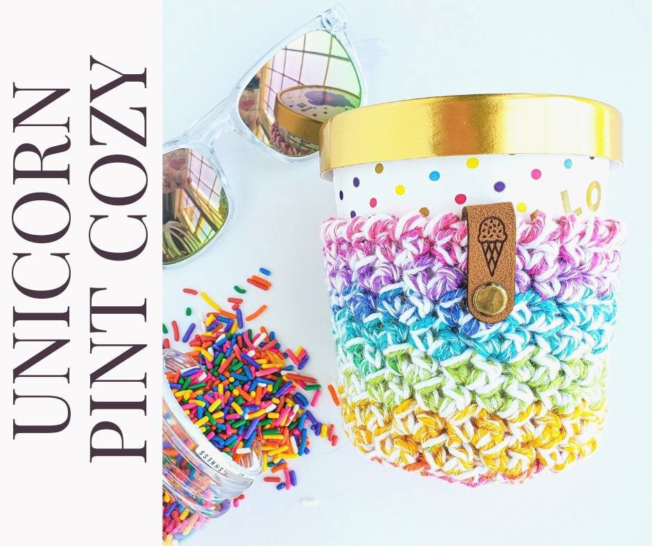 Unicorn rainbow ice cream pint cozy/ice cream pint sleeve/ice cream h…