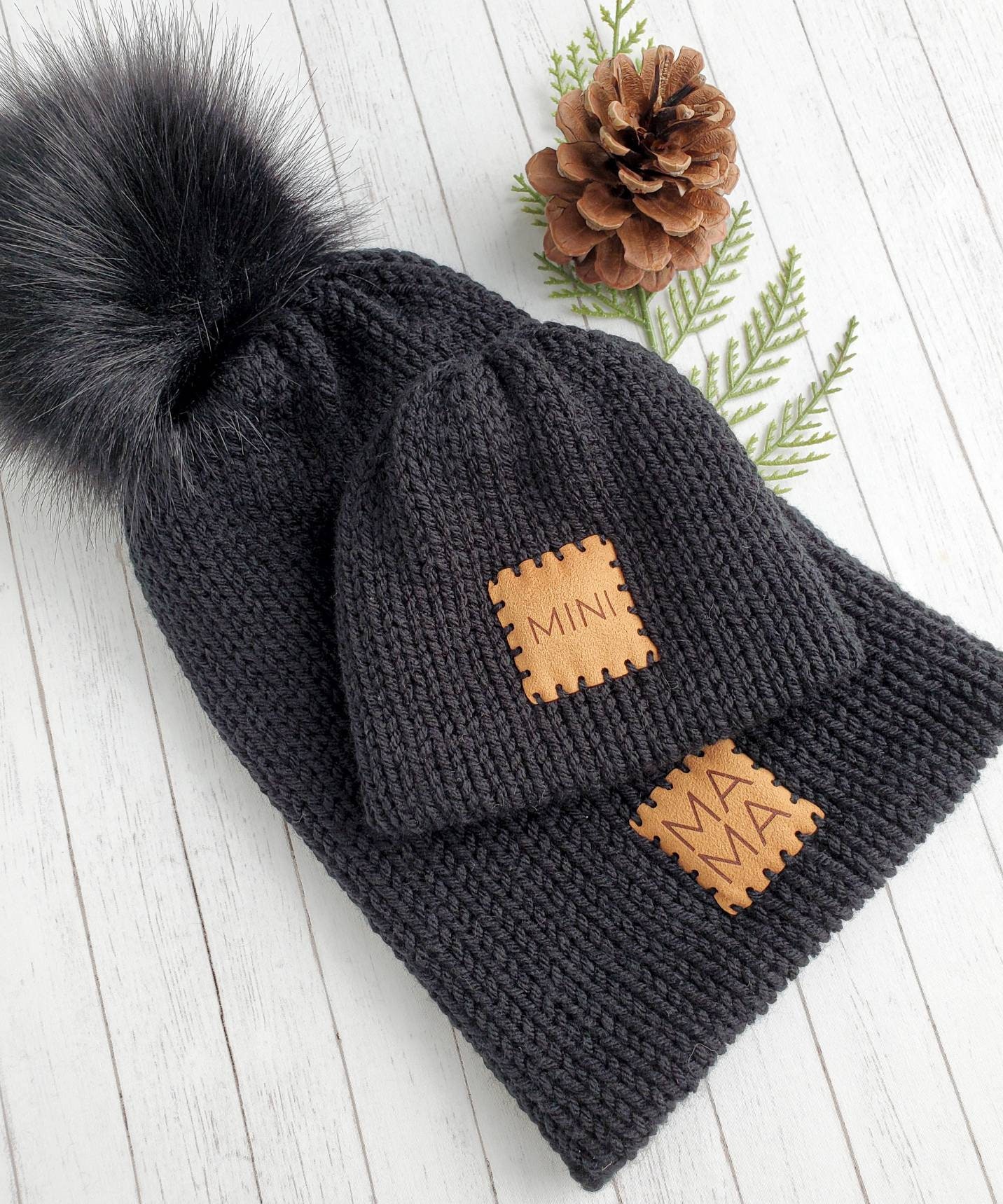 CUSTOM COLOR Mommy and Me Hat Set/mama+mini Beanie/available  display picture 2