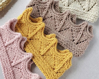 CUSTOM COLOR chunky knit crown/made to order knit crown/sizes newborn to adult/princess dress up crown/little girl crown/ gift under 25