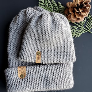 Dada and mini hat set/father and son matching hat/chunky knit beanie for men/dad and daughter matching set/gift set for dads