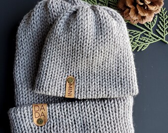 Conjunto de gorro para papá e hija / Gorro a juego para padre e hijo / Gorro de punto grueso para hombre / Conjunto a juego para papá e hija / Set de regalo para papás
