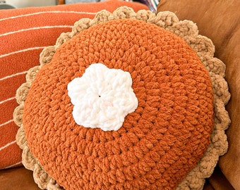 Pumpkin pie throw pillow/ready to ship/harvest home decor/plush fall pillow/gift under 65/Thanksgiving pie