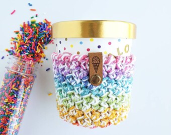 Unicorn rainbow ice cream pint cozy/summer gift under 10/includes cardstock pint insert and cellophane packaging