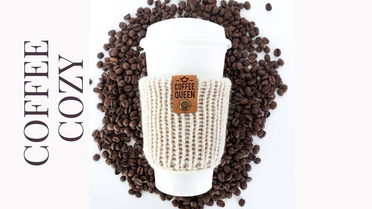 Knit coffee sleeve/ hand made coffee cozy for mom/ hot drink sleeve/t…